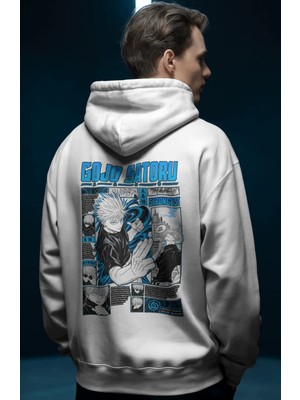 Sevbano Gojo Satoru Jujutsu Kaisen Anime Ön Baskılı Unisex Oversize Premium Hoodie