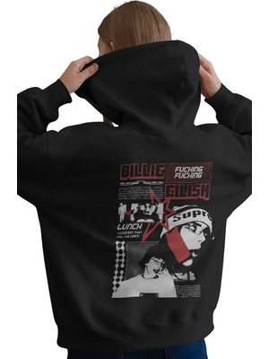 Sevbano Billie Eilish Şarkıcı Baskılı Unisex Oversize Premium Kapüşonlu Hoodie Sweatshirt