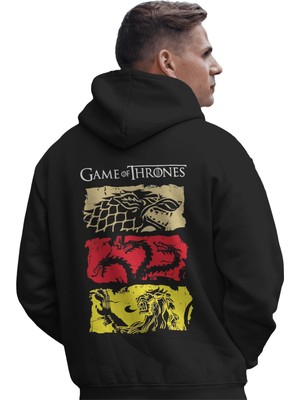 Sevbano Game Of Thrones Dizi Baskılı Unisex Oversize Premium Kapüşonlu Hoodie Sweatshirt