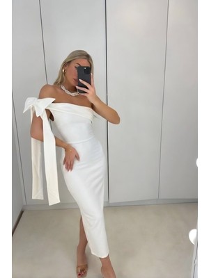 Lior Design Krep Elbise Kumaş Straplez Kuşaklı