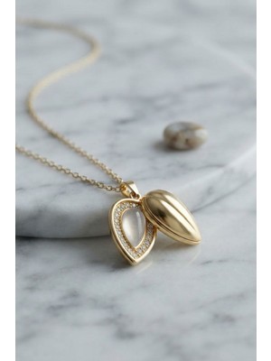 Epilons 316L Çelik Zincir Gold Renk Damla Tomurcuk Model Kolye TJ-BKO11182