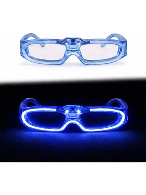 MiraLive Mavi LED Işıklı Parti Gözlüğü 3 Modlu – Glow - Gece Eğlence Gözlüğü (K95)