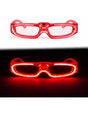 MiraLive Kırmızı LED Işıklı Parti Gözlüğü 3 Modlu – Glow  - Gece Eğlence Gözlüğü (K95)