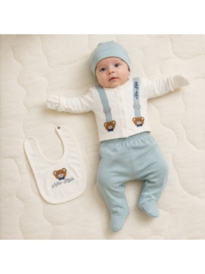 Baby Zuhu Ayıcık Işlemeli 5 Parça Erkek Bebek Hastane Çıkışı Seti