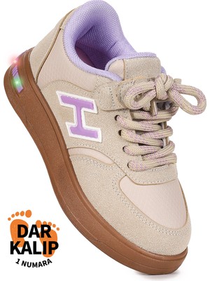 Kiko Kids  Lacer Cırtlı Bağcıklı Işıklı Kız Çocuk Spor Ayakkabı