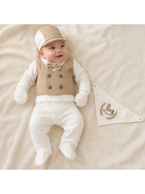 Baby Zuhu Bej Papyonlu At Işlemeli Erkek Bebek Hastane Çıkışı Seti