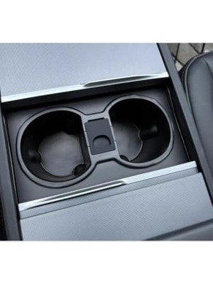 Mythriva OLED Garaj Orta Konsol Bardak Tutucu (Çıkarılabilir Küllüklü) Siyah Tesla Model Y Juniper ile Uyumlu
