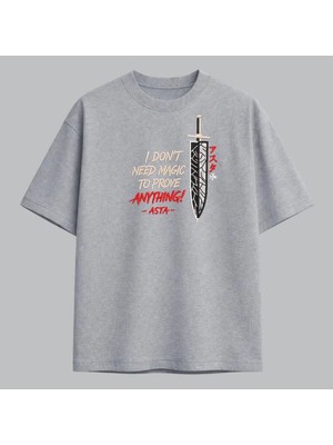Asta Black Clover Anime Yazılı Nakışlı Tişört Unisex %100 Pamuk