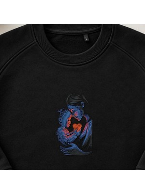 Anne Çocuk Sevgisi Kutsal Sanat Nakışlı Bisiklet Yaka Sweatshirt Unisex