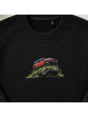 Dağ Macerası Off-Road Suv Nakışlı Bisiklet Yaka Sweatshirt Unisex