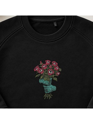 Göz Çiçekli Sürreal Güller Nakışlı Bisiklet Yaka Sweatshirt Unisex
