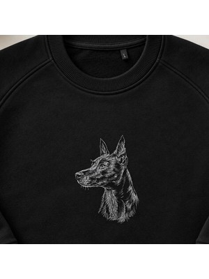 Gerçekçi Köpek Portresi Nakışlı Bisiklet Yaka Sweatshirt Unisex