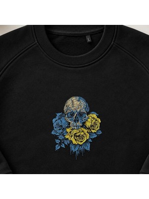 Memento Mori Gotik Nakışlı Bisiklet Yaka Sweatshirt Unisex