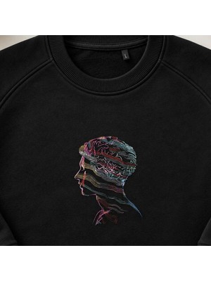 Soyut Zihin Psikedelik Sanat Nakışlı Bisiklet Yaka Sweatshirt Unisex