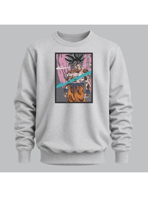 Goku Dragon Ball Anime Nakışlı Bisiklet Yaka Sweatshirt Unisex