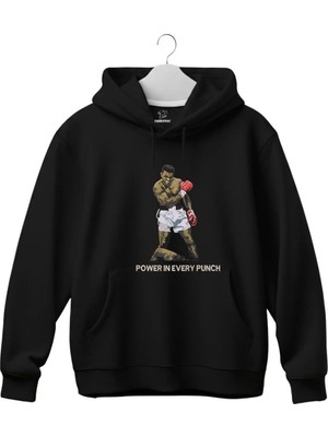 Power In Every Punch Boks Nakışlı Kapüşonlu Sweatshirt Unisex Hoodie