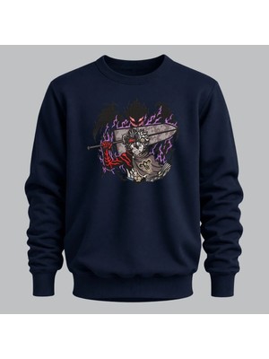 Asta Black Clover Anime Nakışlı Bisiklet Yaka Sweatshirt Unisex