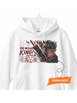 Asta Wizard King Black Clover Anime Nakışlı Kapüşonlu Sweatshirt Unisex Hoodie
