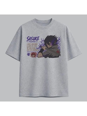 Sasuke Uchiha Karanlık Naruto Anime Nakışlı Tişört Unisex %100 Pamuk