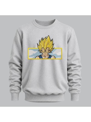 Vegeta Dragon Ball Anime Nakışlı Bisiklet Yaka Sweatshirt Unisex