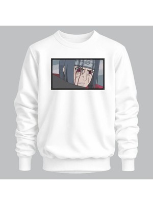 Itachi Uchiha Naruto Anime Çerçeveli Nakışlı Bisiklet Yaka Sweatshirt Unisex