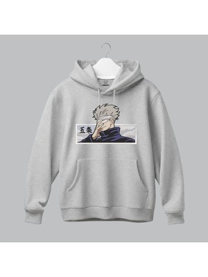 Gojo Satoru Jujutsu Kaisen Anime Nakışlı Kapüşonlu Sweatshirt Unisex Hoodie