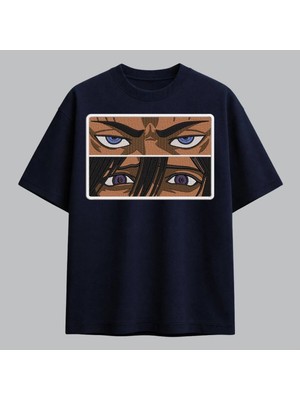 Gojo ve Madara Anime Gözler Nakışlı Tişört Unisex %100 Pamuk