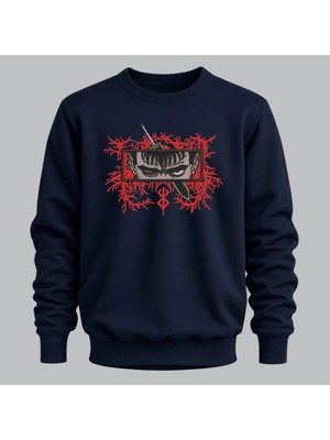 Guts Berserk Anime Nakışlı Bisiklet Yaka Sweatshirt Unisex