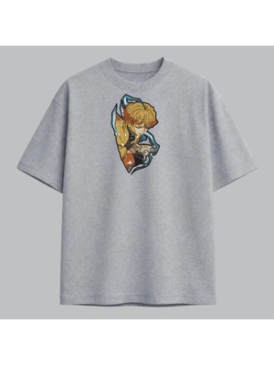Zenitsu Agatsuma Demon Slayer Anime Nakışlı Tişört Unisex %100 Pamuk