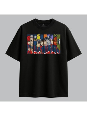 Akatsuki Naruto Anime Nakışlı Tişört Unisex %100 Pamuk