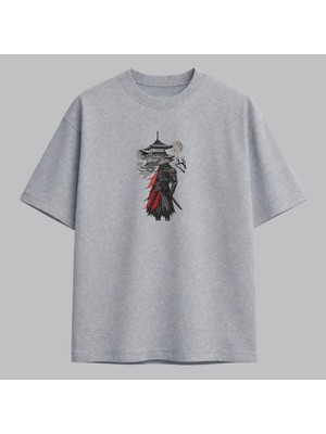 Ninja Samuray ve Pagoda Japon Sanatı Nakışlı Tişört Unisex %100 Pamuk
