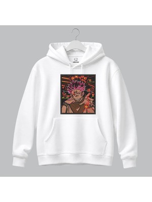 Ryomen Sukuna Jujutsu Kaisen Anime Nakışlı Kapüşonlu Sweatshirt Unisex Hoodie