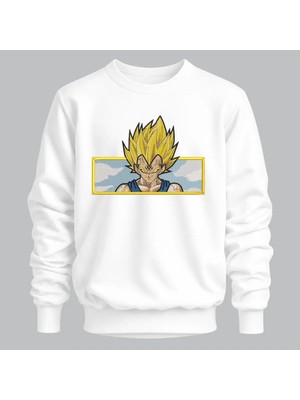 Vegeta Dragon Ball Anime Nakışlı Bisiklet Yaka Sweatshirt Unisex