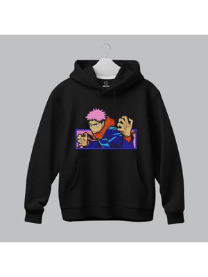 Yuji Itadori Jujutsu Kaisen Anime Nakışlı Kapüşonlu Sweatshirt Unisex Hoodie