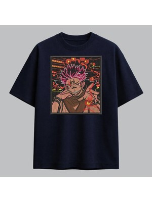 Ryomen Sukuna Jujutsu Kaisen Anime Nakışlı Tişört Unisex %100 Pamuk