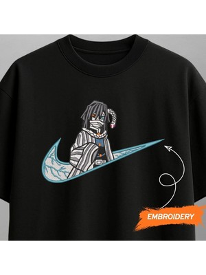Obanai Iguro Demon Slayer Anime Nakışlı Tişört Unisex %100 Pamuk