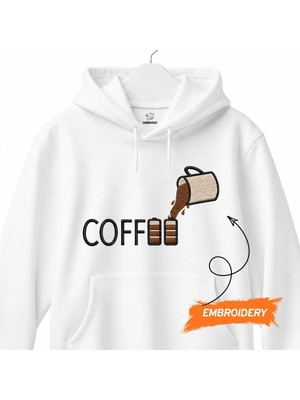 Coffee Loading Kahve Temalı Nakışlı Kapüşonlu Sweatshirt Unisex Hoodie