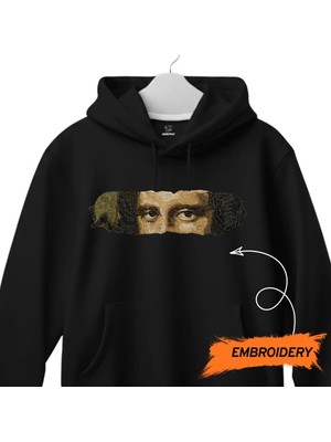 Mona Lisa Gözleri Sanat Nakışlı Kapüşonlu Sweatshirt Unisex Hoodie