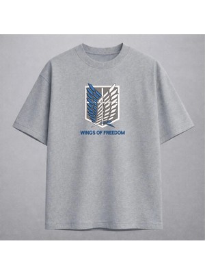 Wings Of Freedom Attack On Titan Anime Nakışlı Tişört Unisex %100 Pamuk