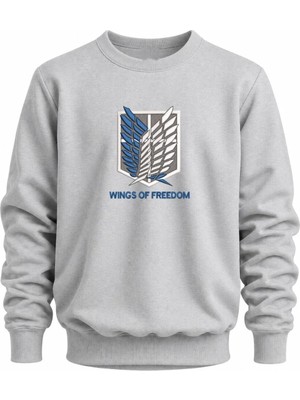 Wings Of Freedom Attack On Titan Anime Nakışlı Bisiklet Yaka Sweatshirt Unisex