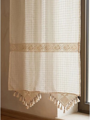Buldan İşi Ara Dantelli Perde 100X220 Cm