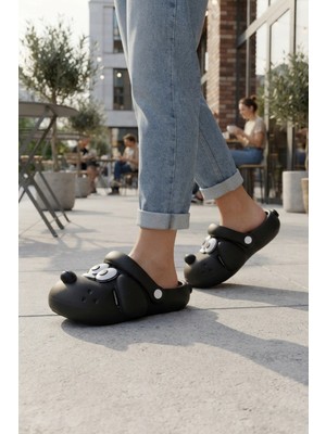 Moda Siyah Köpek Figürlü Sevimli Günlük Bahçe Sahil Plaj Kreş Unisex Çocuk Terlik & Sandalet