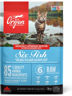 Orıjen Six Fish Kedi Maması 5,4kg - Tüm Irk ve Yaşam Evreleri Içi