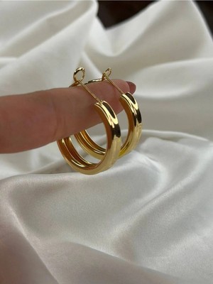Gold Orta Boy Yassı Halka Küpe