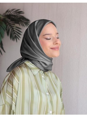 Bushu Düz Twill Eşarp Koyu Gri