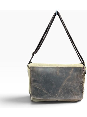 Old Cotton Cargo Deri Kapaklı Kanvas 15.6" Laptop ve Postacı Okul Çantası