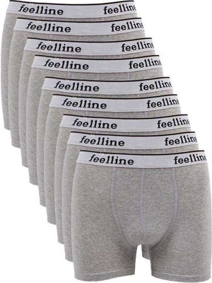 9 Adet Feelline Gri Pamuklu Doğal Likralı Erkek Boxer — Beden: Xl