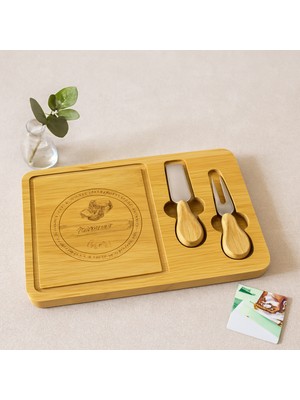 Trendexa Bambu Peynir Sunum Panosu 19X29 cm - Ahşap Saplı Bıçaklı