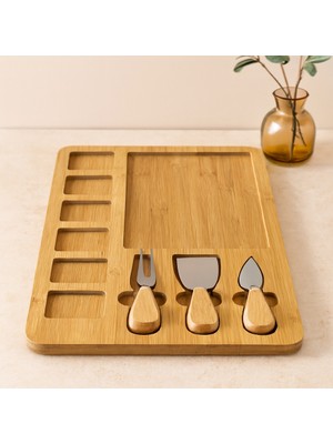Trendexa Mdf 6+1 Bölmeli Kahvaltı Peynir Sunum Panosu 30X39.5 cm