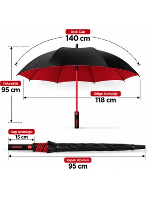 Toptancı Amca 8 Telli Otomatik Kalın Su Itici Kumaşlı Samuray Şemsiye Askı Kılıflı 118 cm